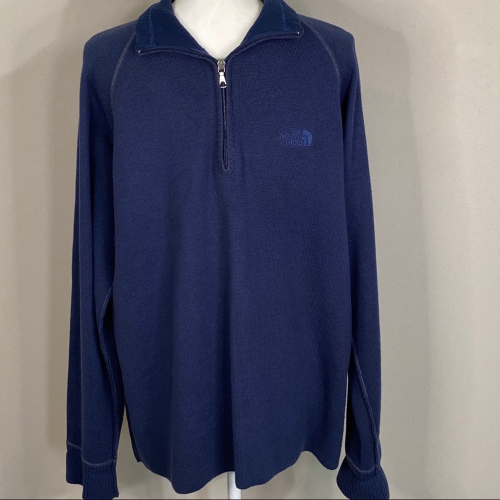 The North Face Navy Blue Sweater Pullover 1/3 Zip Mock Neck